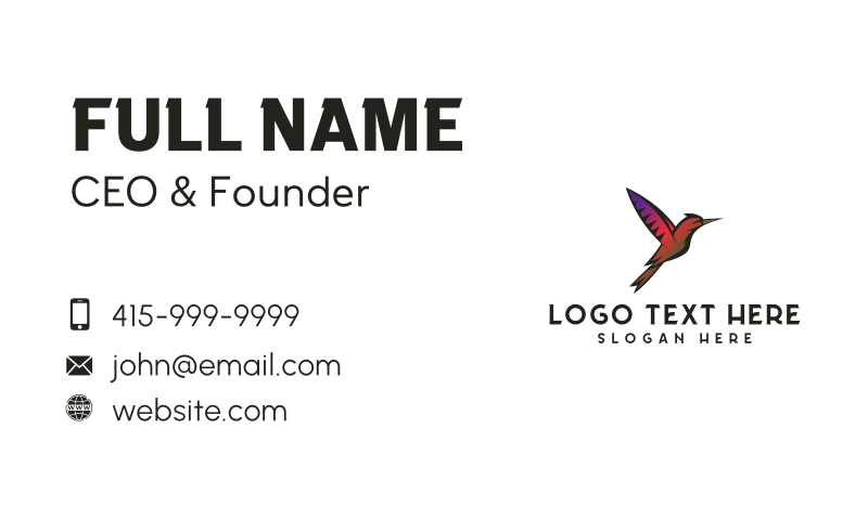 Colorful Hummingbird  Business Card