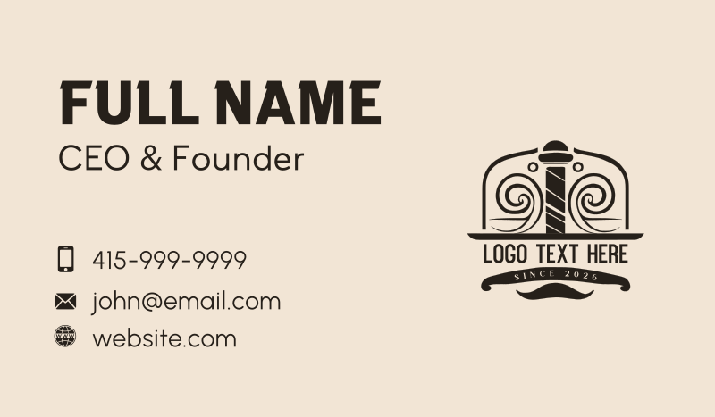 Barber Pole Mustache Business Card