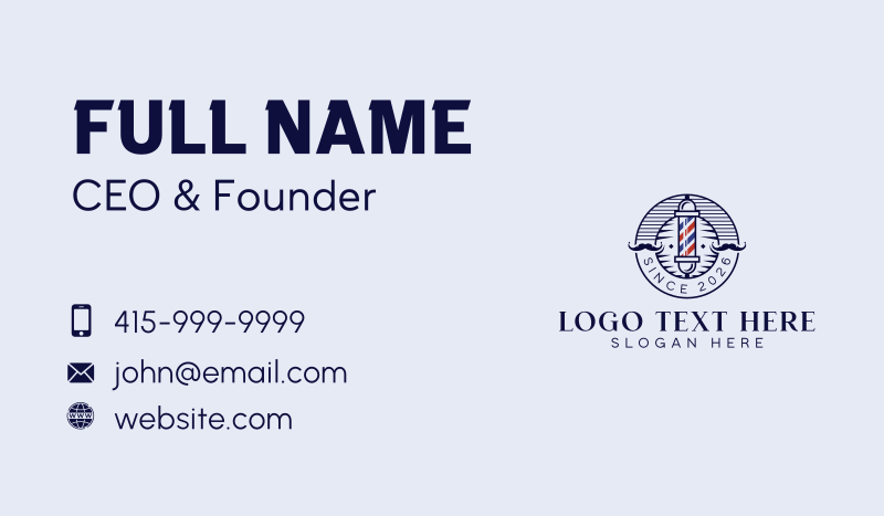 Haircut Barber Mustache Business Card