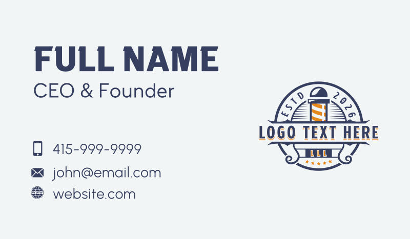 Barber Hairstyling Barbershop Business Card