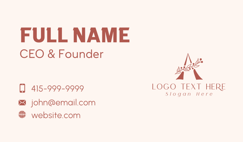 Beauty Letter A Business Card