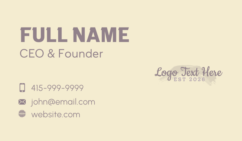 Feminine Minimal Brush Type Business Card