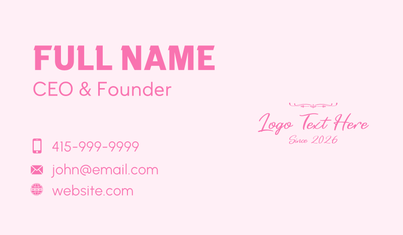 Feminine Luxury Wordmark Business Card